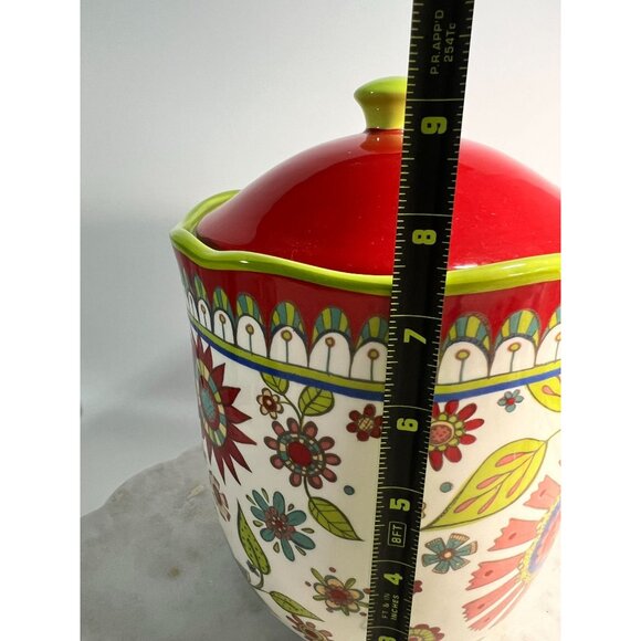 Floral Canister Jar With Lid 9" Tall Ceramic International Vintage-Inspired - Picture 6 of 7